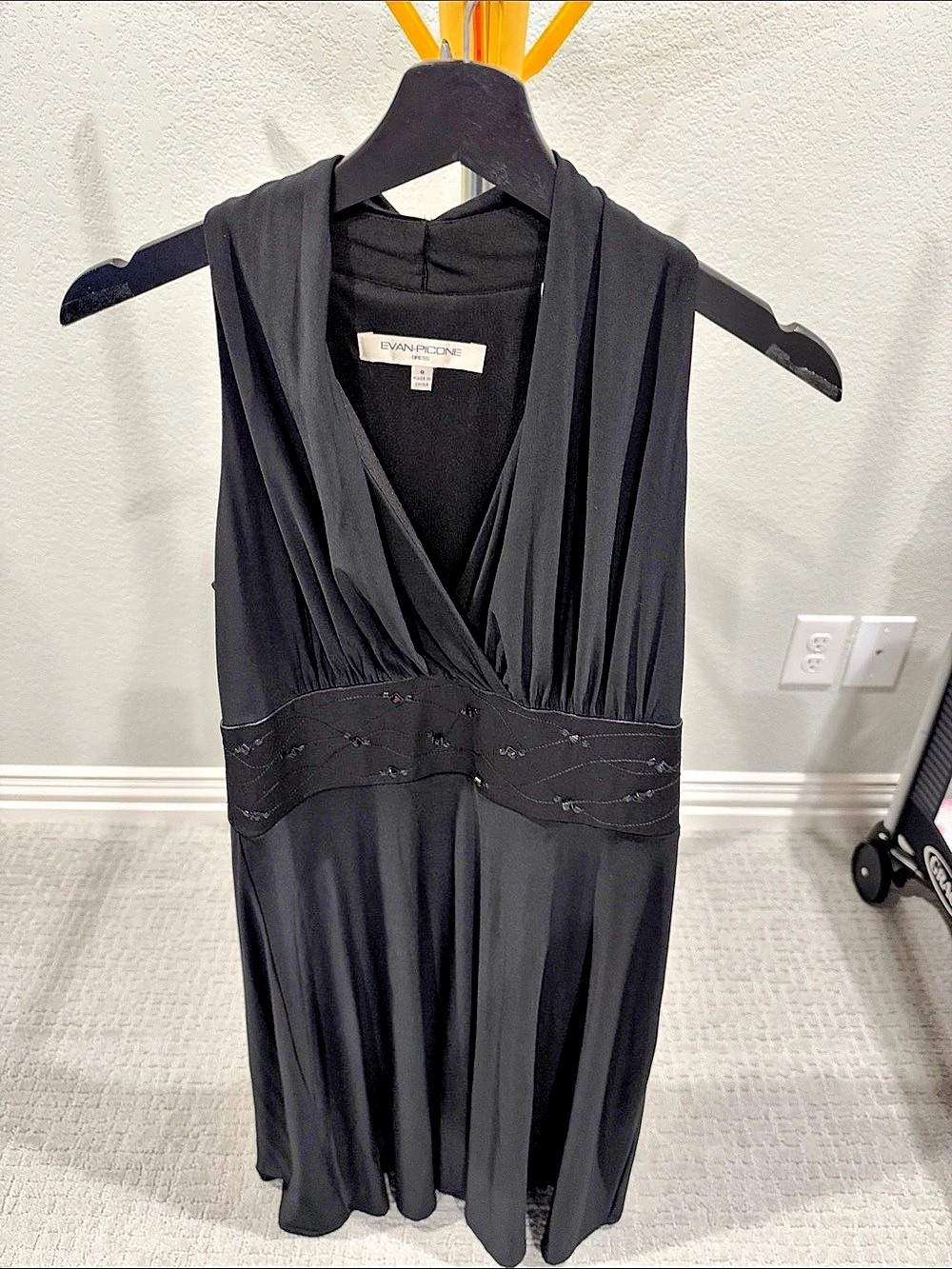 Evan Picone Black Draped Maxi Dress
